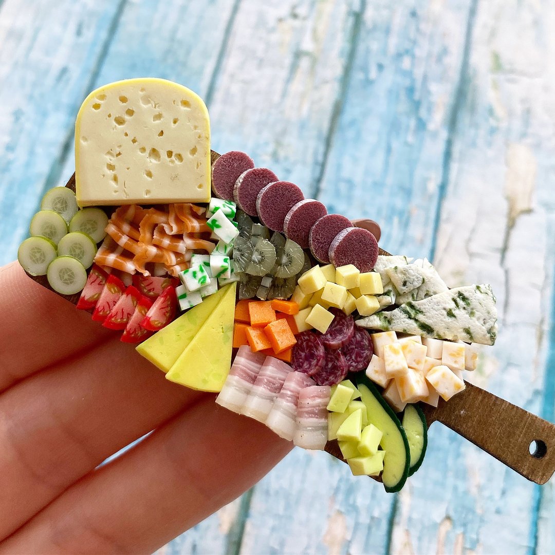 Magnet Realistic Miniature Charcuterie Board - 吊饰 - 粘土 多色