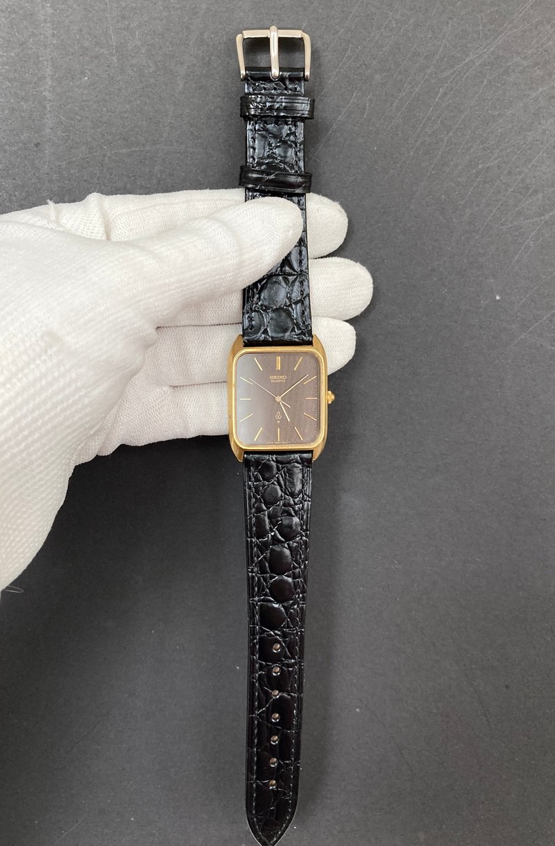 SEIKO 方形 少见咖啡色立体纹路表盘 日本机芯 古董表 vintage - 男表/中性表 - 其他材质 咖啡色