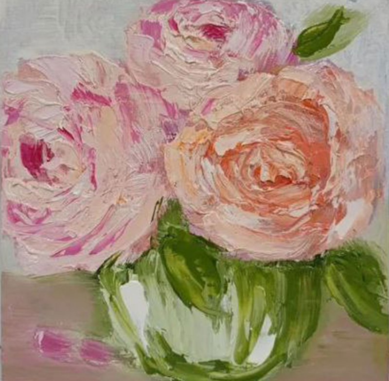 粉红牡丹画 原创艺术 花卉艺术 印象派油画 - 海报/装饰画/版画 - 棉．麻 粉红色