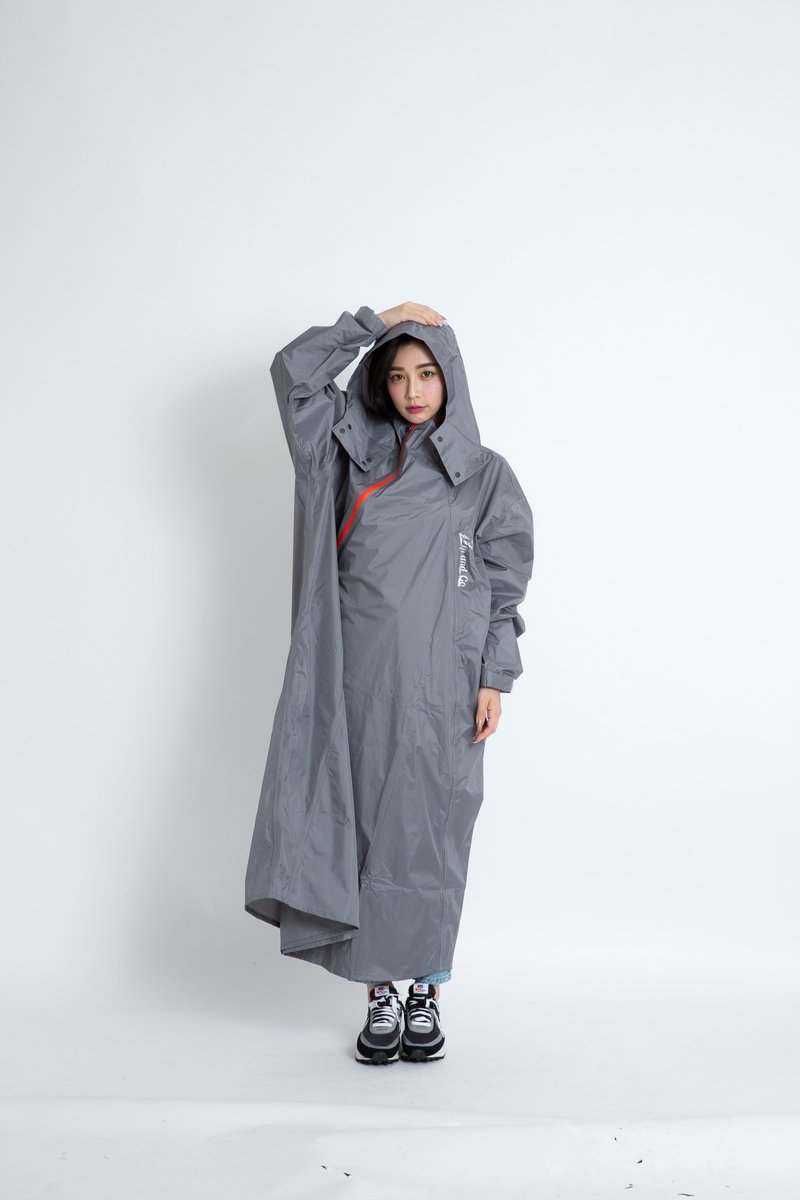 去去雨水走斜开双拉链专利连身式-暗岩灰 - 雨伞/雨衣 - 防水材质 灰色