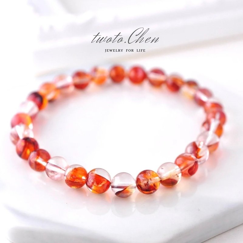 严菜单品 | 星光胶花 | 工作顺利 x 小小幸运 - 手链/手环 - 水晶 红色