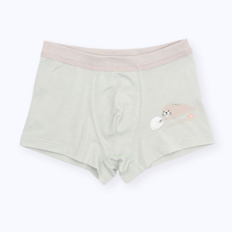 男童四角内裤-温柔对话的海豹 - 童装上衣 - 棉．麻 绿色