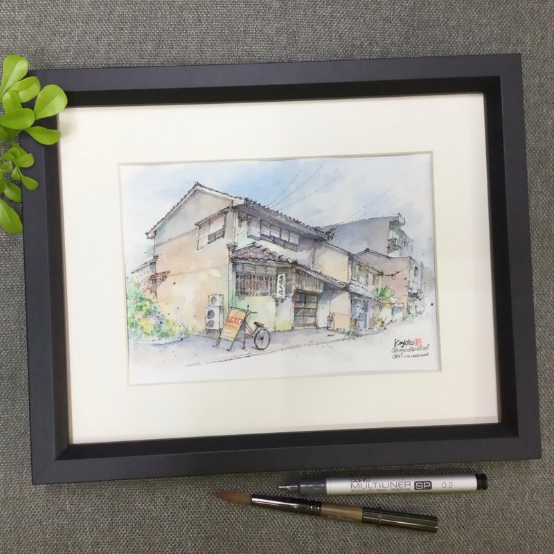 京都小景/手绘原创水彩画/含框 - 海报/装饰画/版画 - 纸 咖啡色