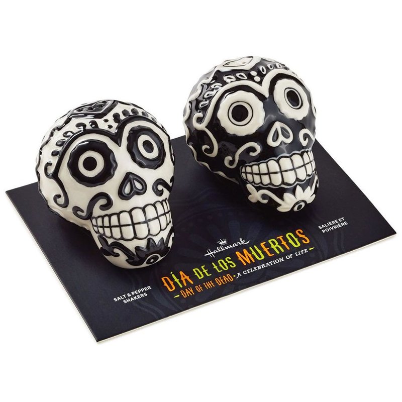 黑白骷髅头骨 胡椒盐罐2入组【Hallmark-万圣节系列】 - 调味罐/酱料瓶 - 陶 银色