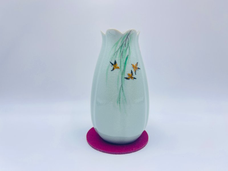 陶瓷手工绘画汝窑小花插 - 摆饰 - 瓷 绿色