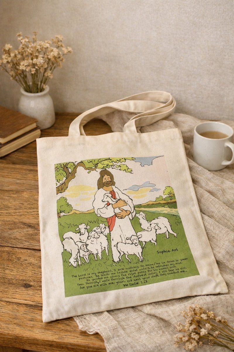 温柔牧羊人插画帆布提袋 日常陪伴・插画生活选物 Sophie Art - 手提包/手提袋 - 棉．麻 