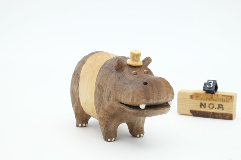 疗愈系木雕小动物_大河马memo夹 3   (原木手工雕刻) - 其他 - 木头 咖啡色