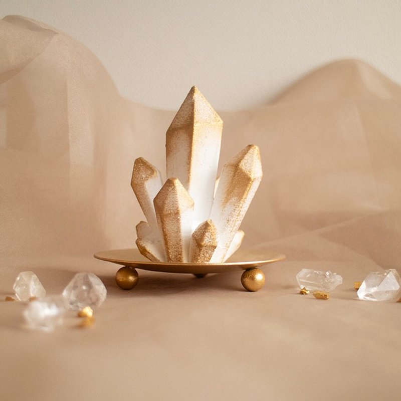 水晶香薰石摆件 | 散发香气的室内装饰品 来自月亮的碎片 - 香薰/精油/线香 - 陶 金色