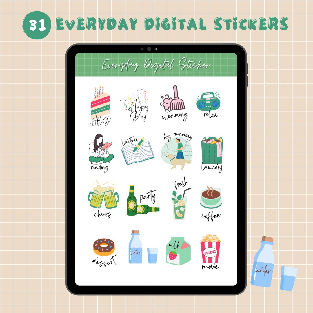 Everyday Digital Stickers Goodnotes & Notability | Daily Digital Planner Sticker - 电脑手机桌布/贴图/App 图示 - 其他材质 