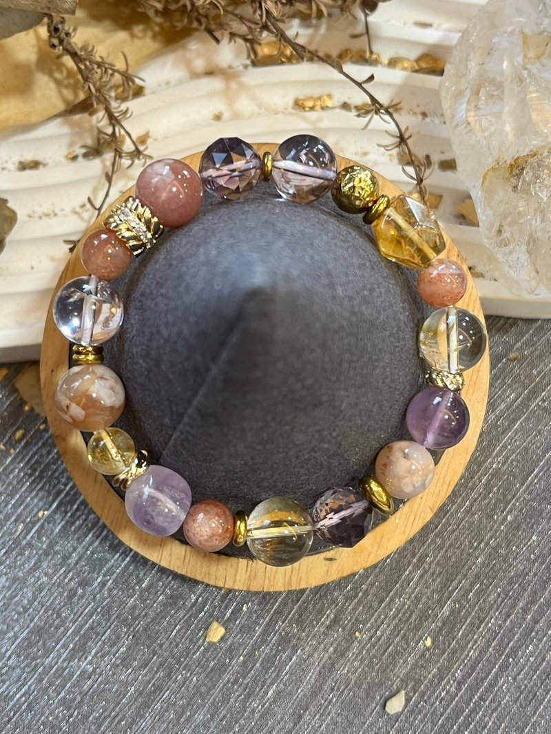 定制化水晶手链 紫水晶 橙月光 黄水晶 樱花玛瑙 金太阳石 - 手链/手环 - 水晶 