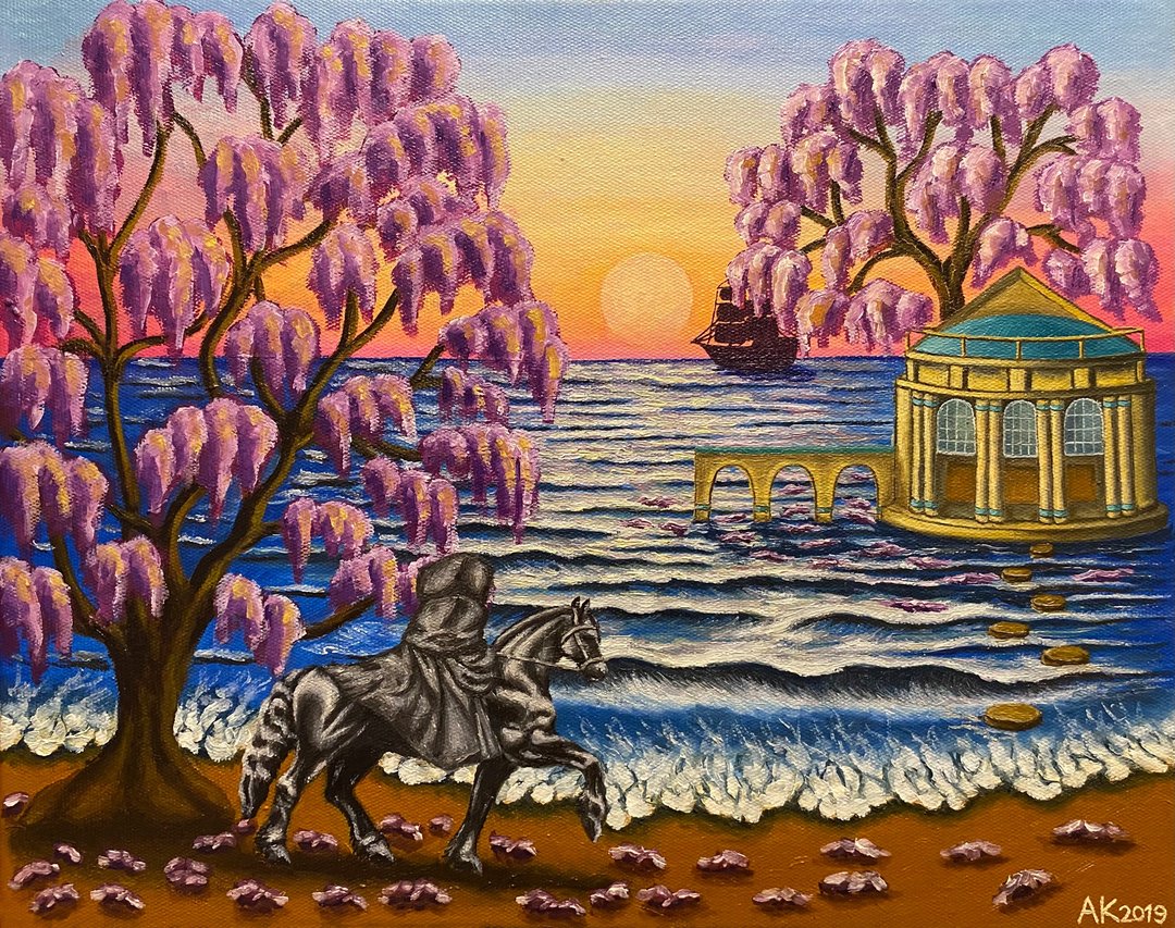 参观、原创油画、布面油画、马、风景、浪漫 - 墙贴/壁贴 - 其他材质 多色