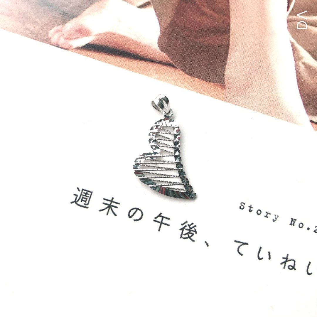 Pt950铂金 贵气知性缕空斜爱心 网状桃心铂金坠子 铂金坠头0.28钱 - 项链 - 贵金属 银色