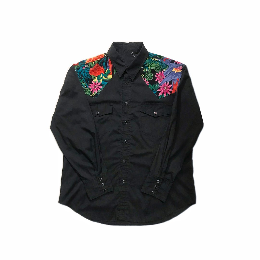 Vintage pattern patchwork western shirt 古着拼布西部衬衫 - 男装衬衫 - 棉 黑色