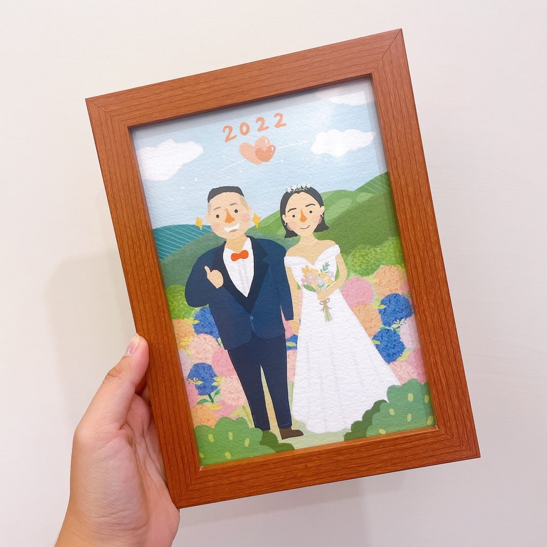 蔓步 |A5裱相框双人定制画 - 订制画像 - 其他材质 多色