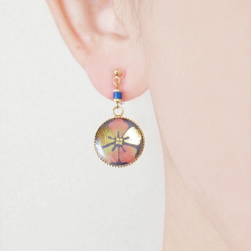 和风饰品・耳环、耳针 - 樱花 - 耳环/耳夹 - 半宝石 粉红色