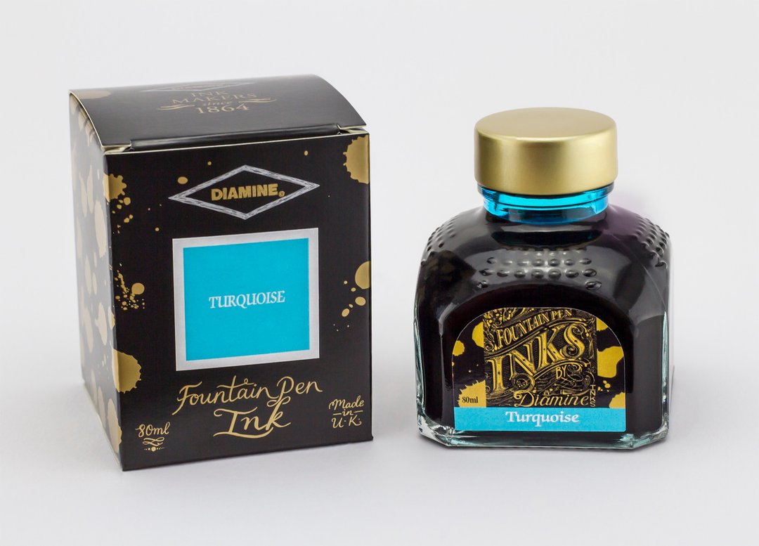 Diamine 绿松石色钢笔墨水 - 墨水 - 玻璃 蓝色