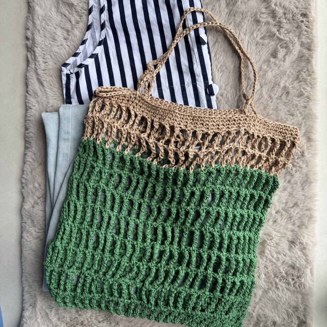 天星小轮托特包 Star Ferry Tote Bag (可洗拉菲草) - 侧背包/斜挎包 - 棉 绿色