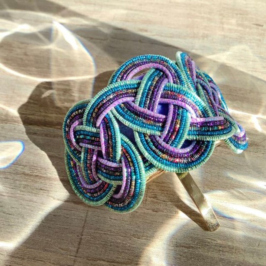 Pony Hook [Galaxy] Made by Mizuhiki Japanese Style Colorful Metallic Space Blue Purple - 发饰 - 其他材质 蓝色