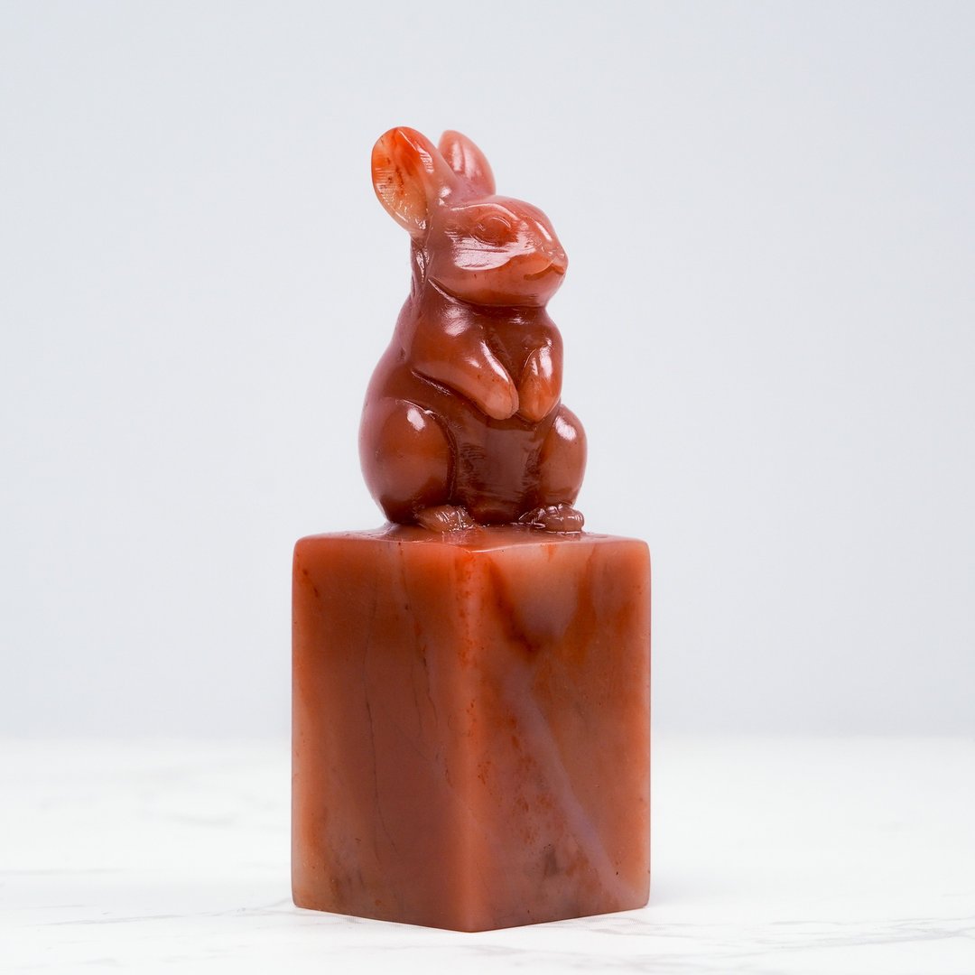 定制化手工印章-|老挝石兔子钮 1.9x1.9 CM|手工篆刻印章 - 印章/印台 - 石头 
