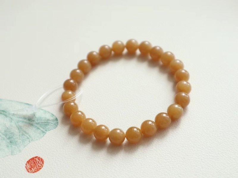 精品 天然糖料和田玉手链手串 颜色美料子细腻柔润度高 8mm - 手链/手环 - 玉石 