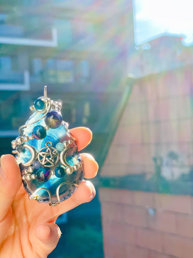 倪克斯 蓝玛瑙金属编线水晶 一物一图 亦可指定此款风格订制 - 项链 - 水晶 蓝色