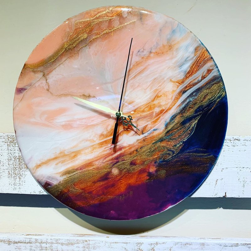 流体艺术时钟・水晶流彩艺术・周二到周日皆可预约 - 插画/绘画/写字 - 树脂 