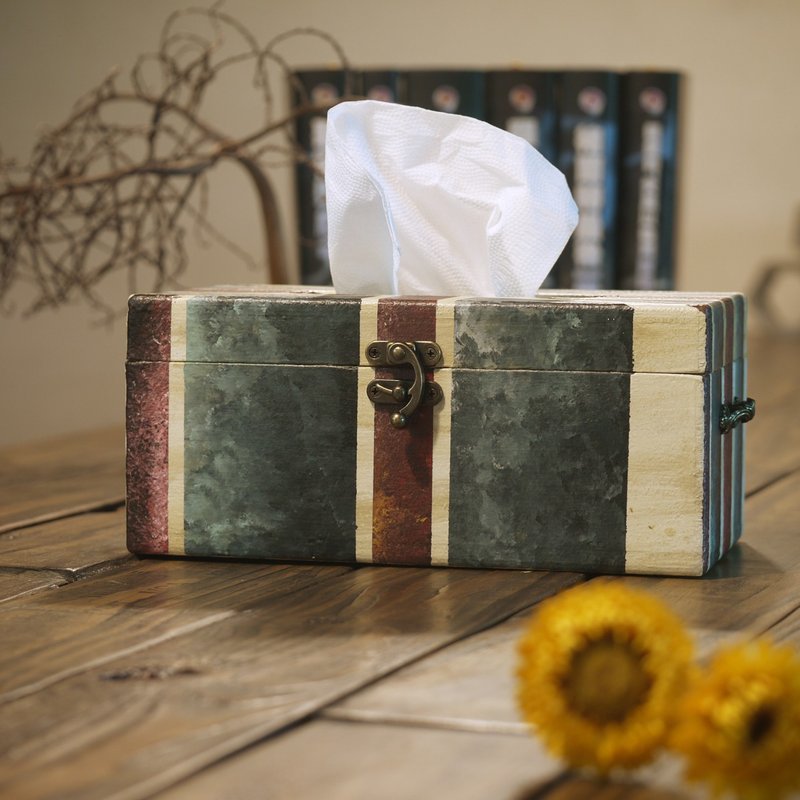 手绘面纸盒 英国国旗造型 工业风 面纸盒 卫生纸盒 手作 木作 - 纸巾盒 - 木头 蓝色