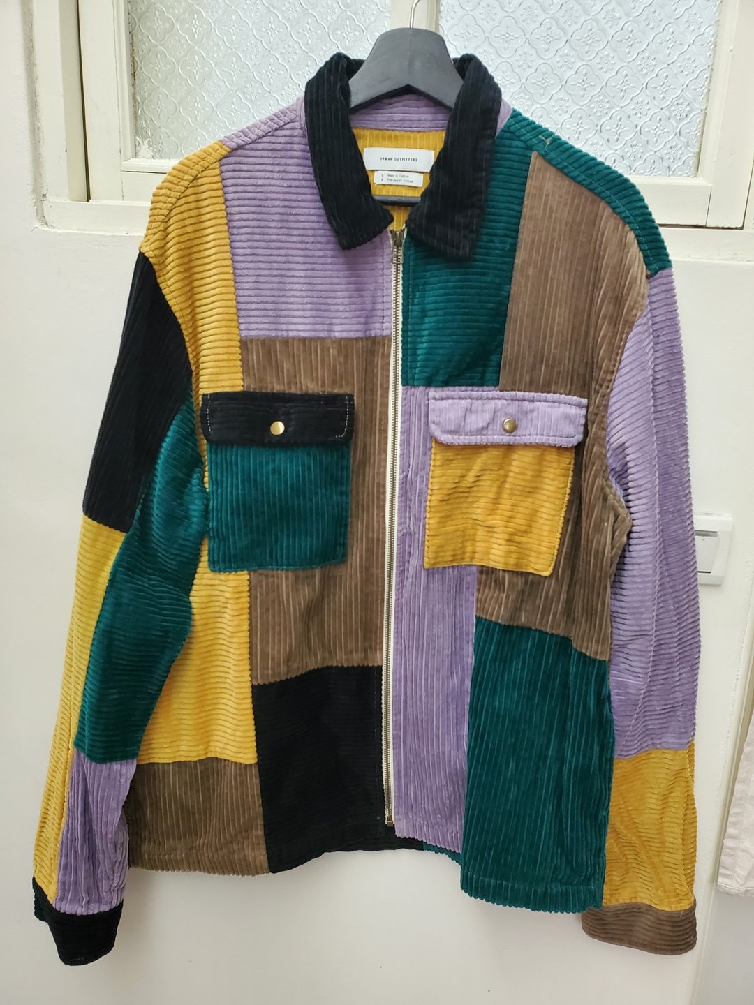 Urban outfitters 设计拼接款 灯芯绒 remake 灵顿外套 L 号 近 - 男装外套 - 棉 多色