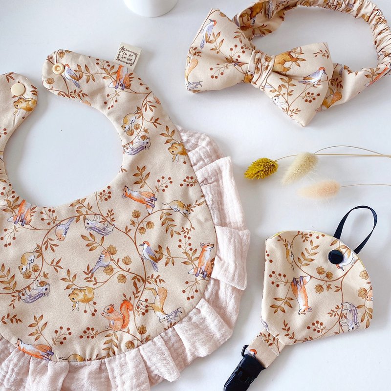 杏法国狐狸庄园 弥月礼盒  围兜  发带 满月礼 新生儿礼物 周岁礼 - 满月礼盒 - 棉．麻 