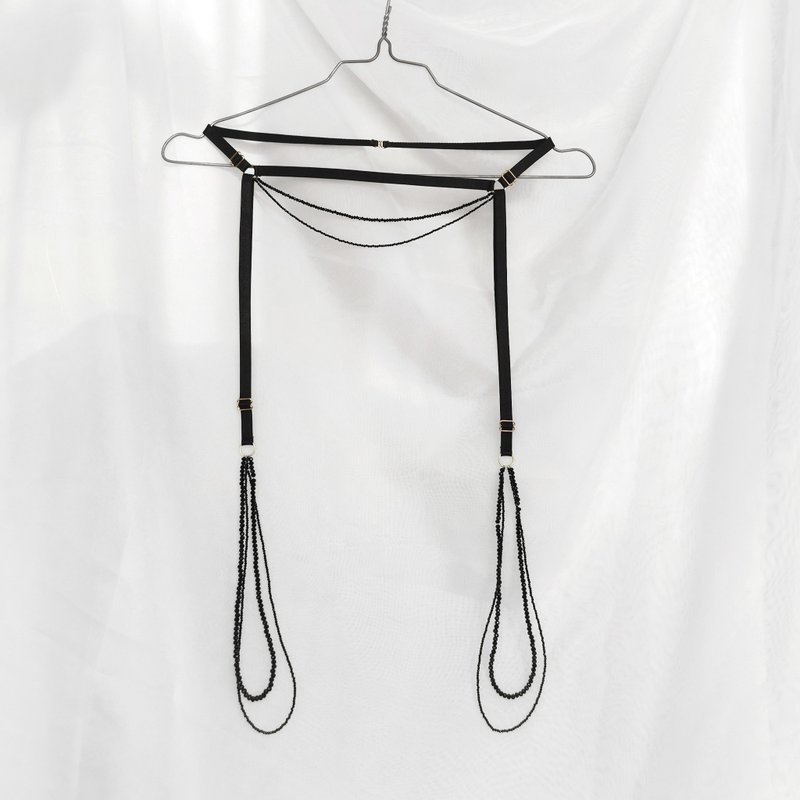 臀带 - 串珠束带 - 大腿束缚配件 - 性感身体饰品 - 其他 - 玻璃 黑色