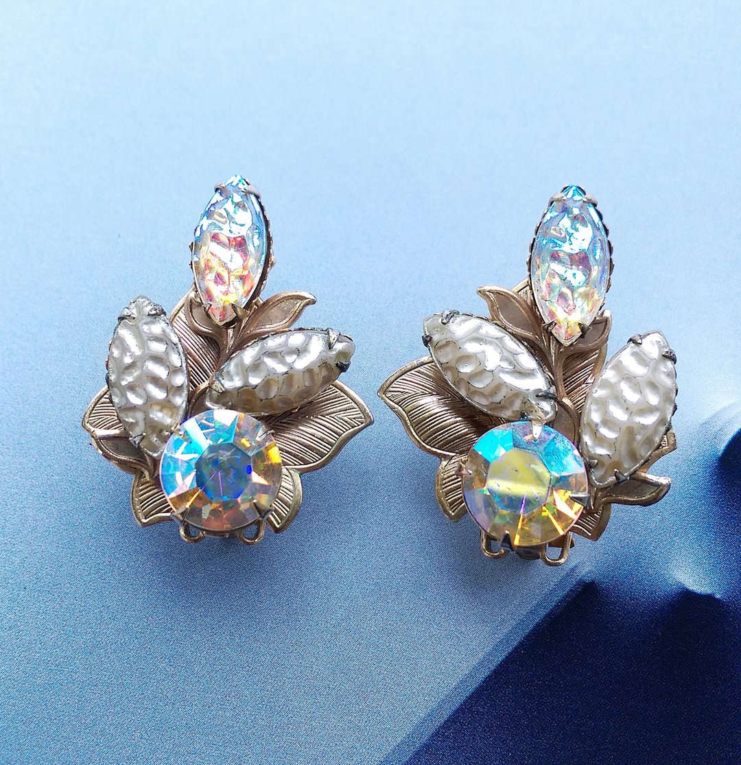 Vintage Jewelry 西洋古董饰品 CR CO STERLING 叶形 夹式耳环 - 耳环/耳夹 - 其他金属 金色