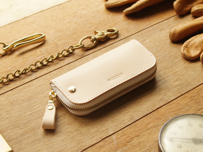 Simple Original 手工真皮钥匙包 (免费定制刻印英文名/礼盒包装) - 钥匙链/钥匙包 - 真皮 咖啡色