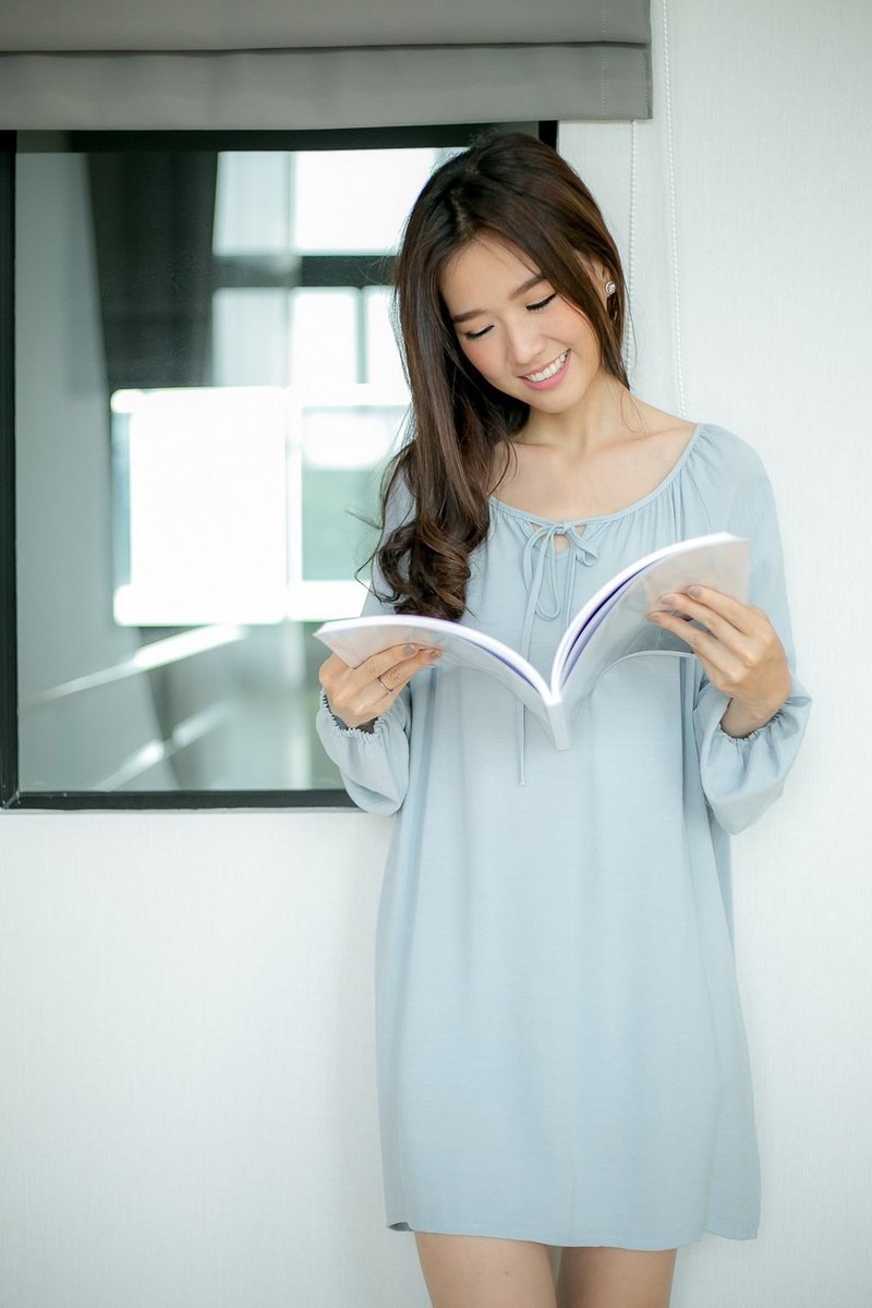 Mandy flare dress - 洋装/连衣裙 - 棉．麻 蓝色