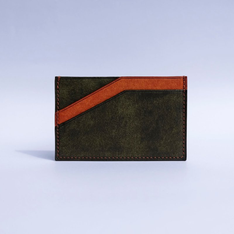isni 双色卡片套/票卡夹 橄榄绿/铂金棕 欧洲牛皮 カードケース - 名片夹/名片盒 - 真皮 绿色