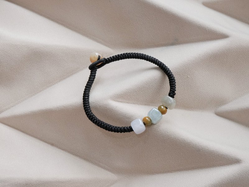 几何翡翠九乘金刚结绳手链・珊瑚玉・天然缅甸玉 - 手链/手环 - 玉石 