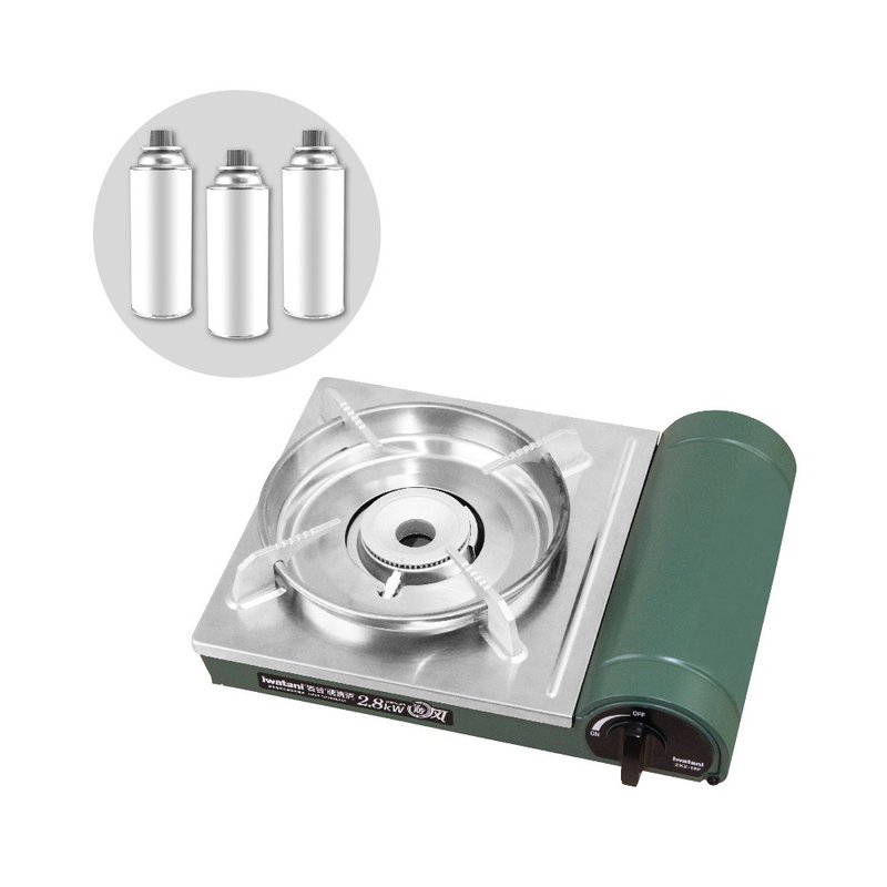 【Iwatani岩谷】绿卡高效防风型磁式瓦斯炉-2.8kW-搭赠3入瓦斯罐 - 露营用品 - 其他材质 绿色
