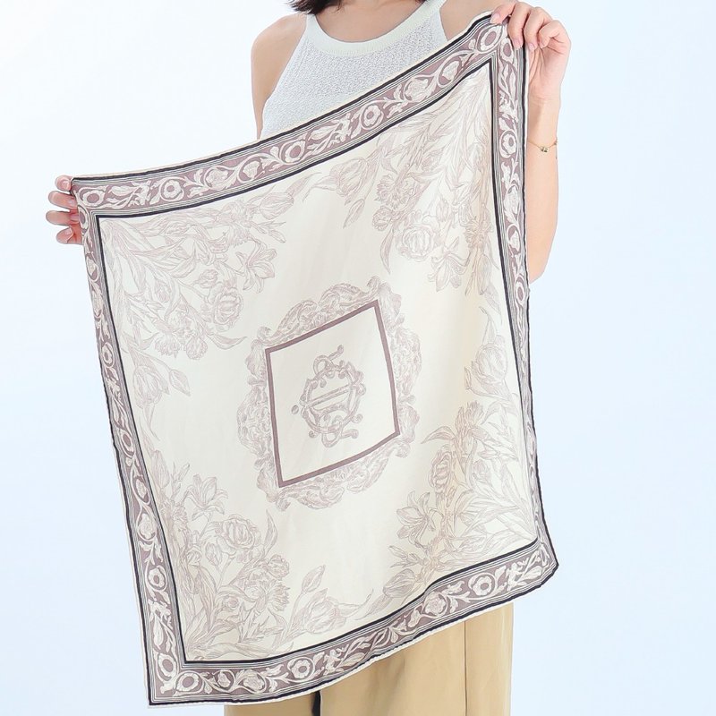 琥珀花园 | 蚕丝羊毛方巾 - 丝巾 - 羊毛 卡其色