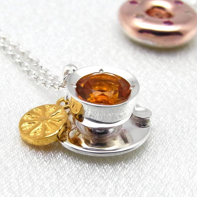 【订做】柠檬茶挂件 - 项链 - 纯银 黄色