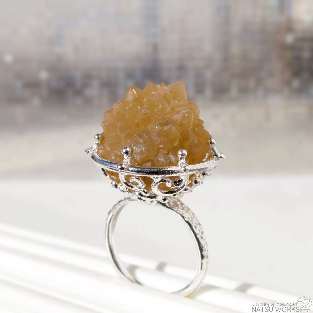 石英 戒指 / spiny ball Quartz Ring - 戒指 - 宝石 黄色