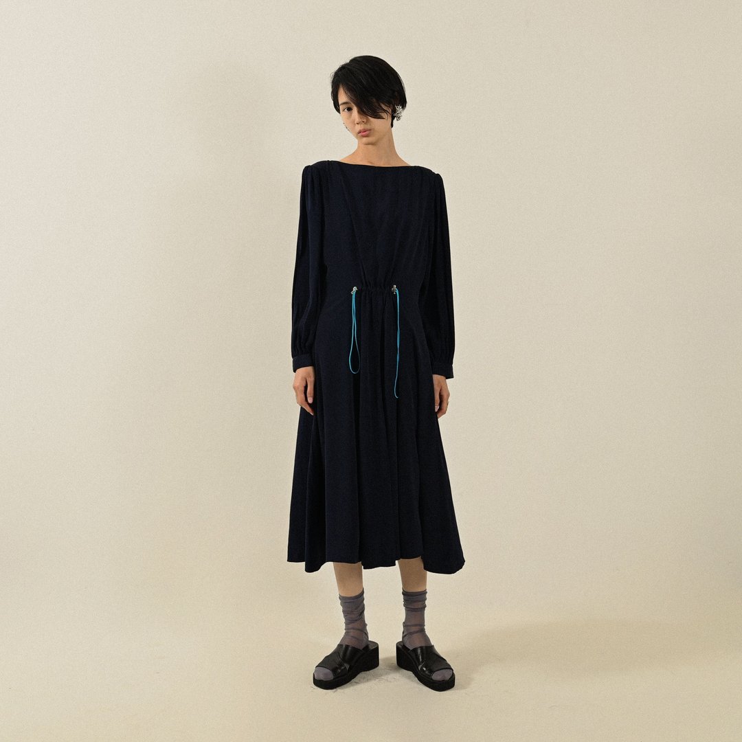【NaSuBi Vintage】Upcycling船型领口经典轮廓古着洋装 - 洋装/连衣裙 - 其他人造纤维 