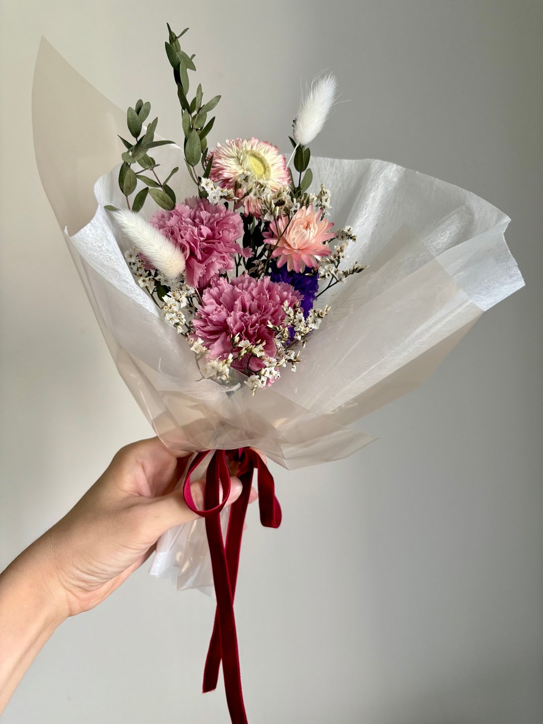康乃馨永生小花束∣母亲节。生日礼物 - 摆饰 - 植物．花 粉红色