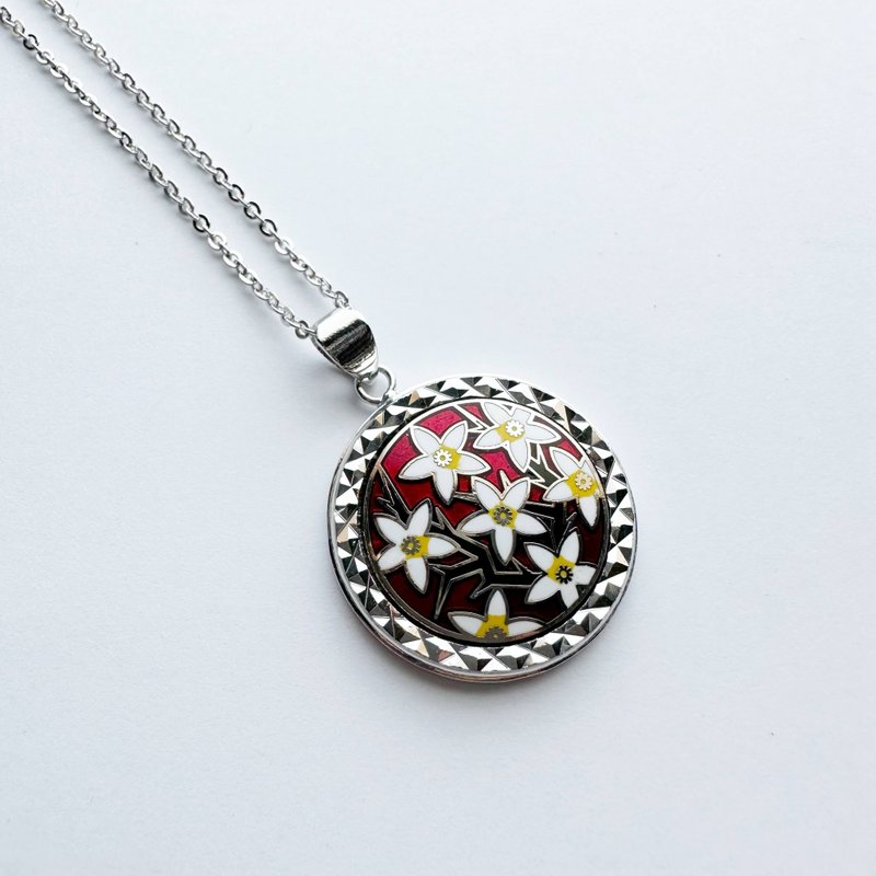 Karatachi [Red] Cloisonne ware pendant Red copper metal cloisonne - 项链 - 玻璃 红色