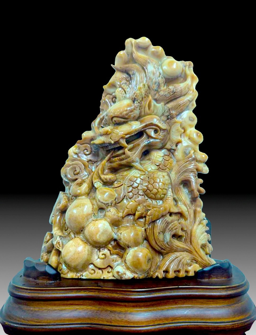 【龙宫舍利】龙王巧雕 稳岳之王 七星龙王之一 聚财 守护 稳固 - 摆饰 - 石头 卡其色