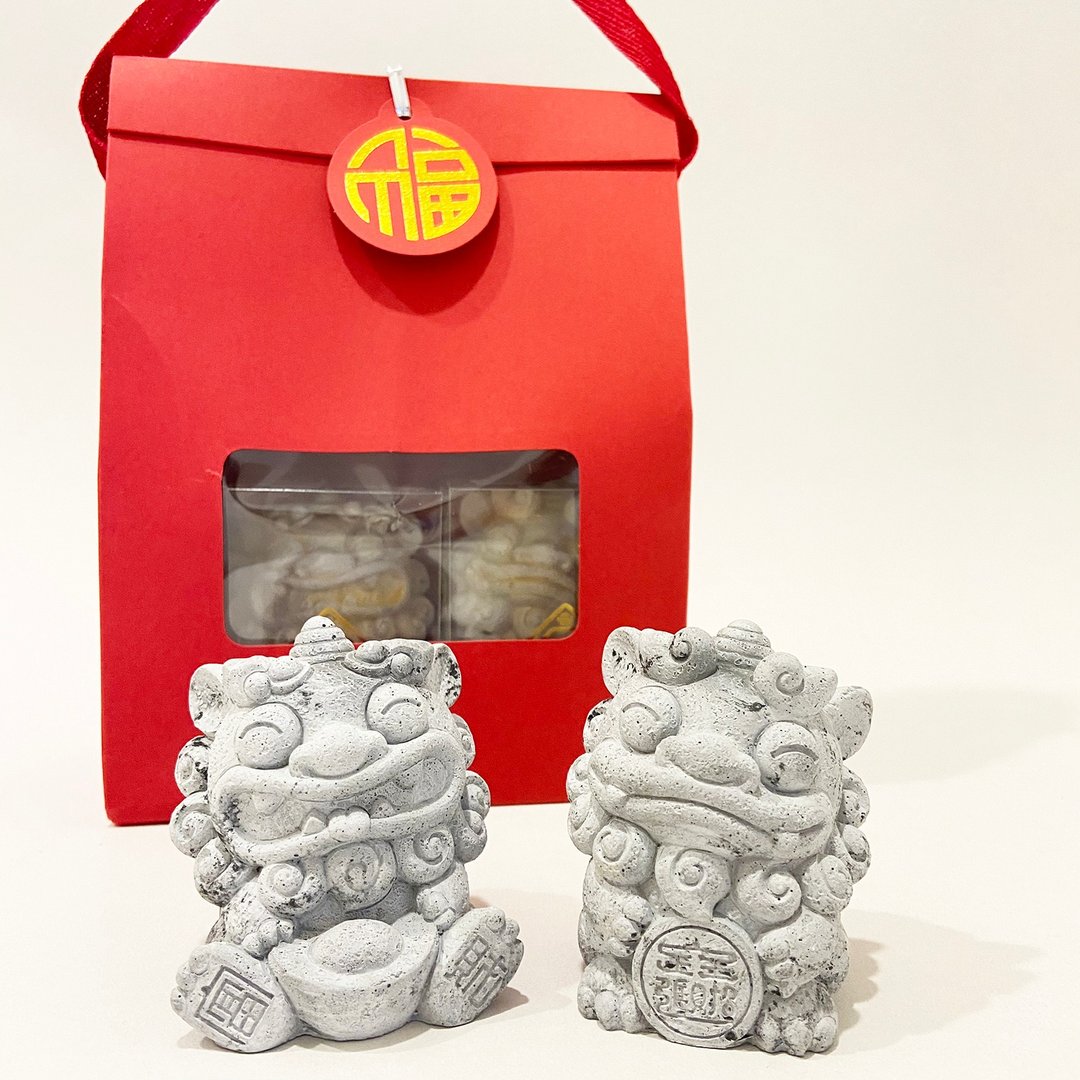 Q 版石狮 风狮爷  招财进宝 金银元宝  扩香石 新年礼盒 快速出货 - 香薰/精油/线香 - 水泥 灰色