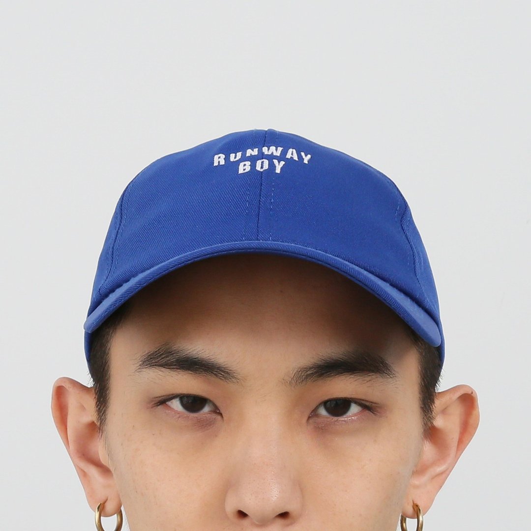 蓝色 RUNWAY BOY 刺绣帽 - 帽子 - 棉 蓝色
