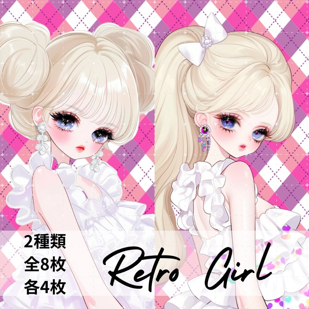 pinokkumashop 2款人物贴纸 女孩贴纸 拼贴素材 - 贴纸 - 纸 