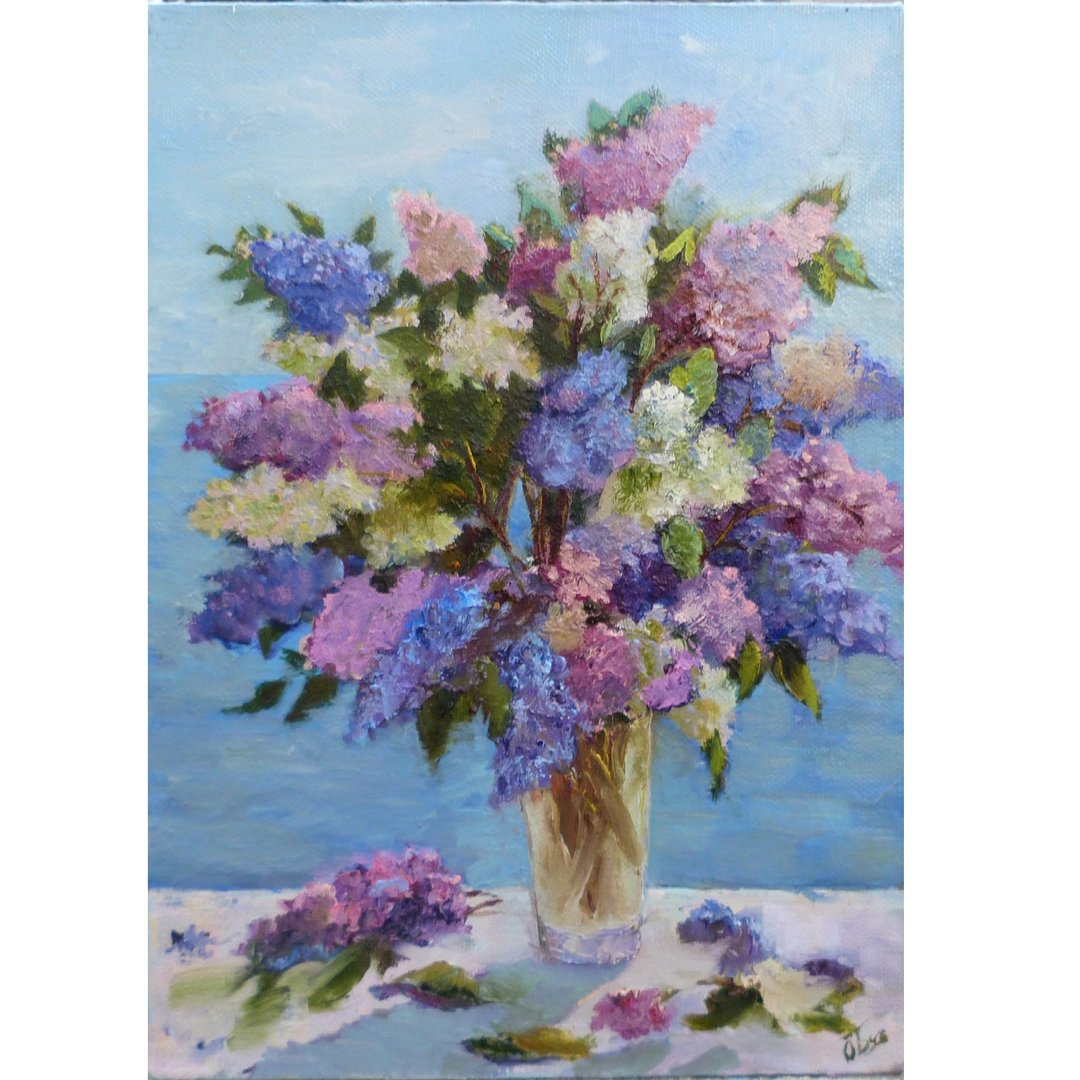 画布紫丁香画作 - 原创艺术 - 花卉绘画 - 花卉壁饰 - 墙贴/壁贴 - 其他材质 紫色