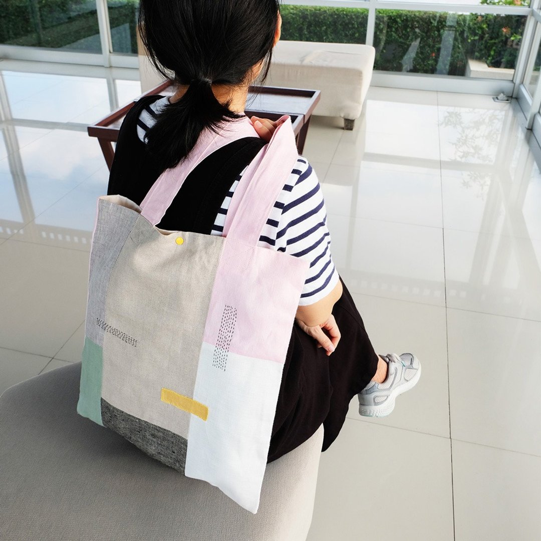 Niko Tote Bag - Morning Pink - 手提包/手提袋 - 棉．麻 粉红色