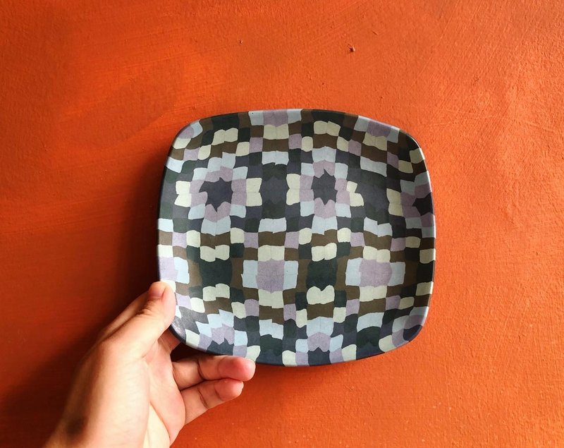 绞胎瓷盘一冰蓝与孔雀绿 - 盘子/餐盘/盘架 - 瓷 蓝色