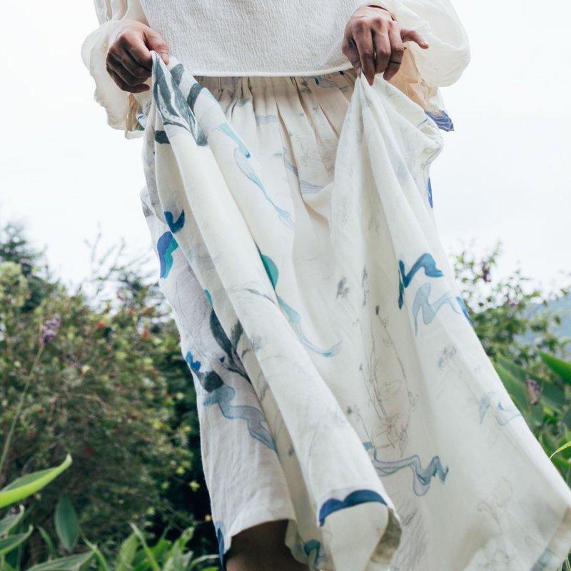 芙蓉朵裙  _ 子夜的小河 - 裙子 - 棉．麻 白色